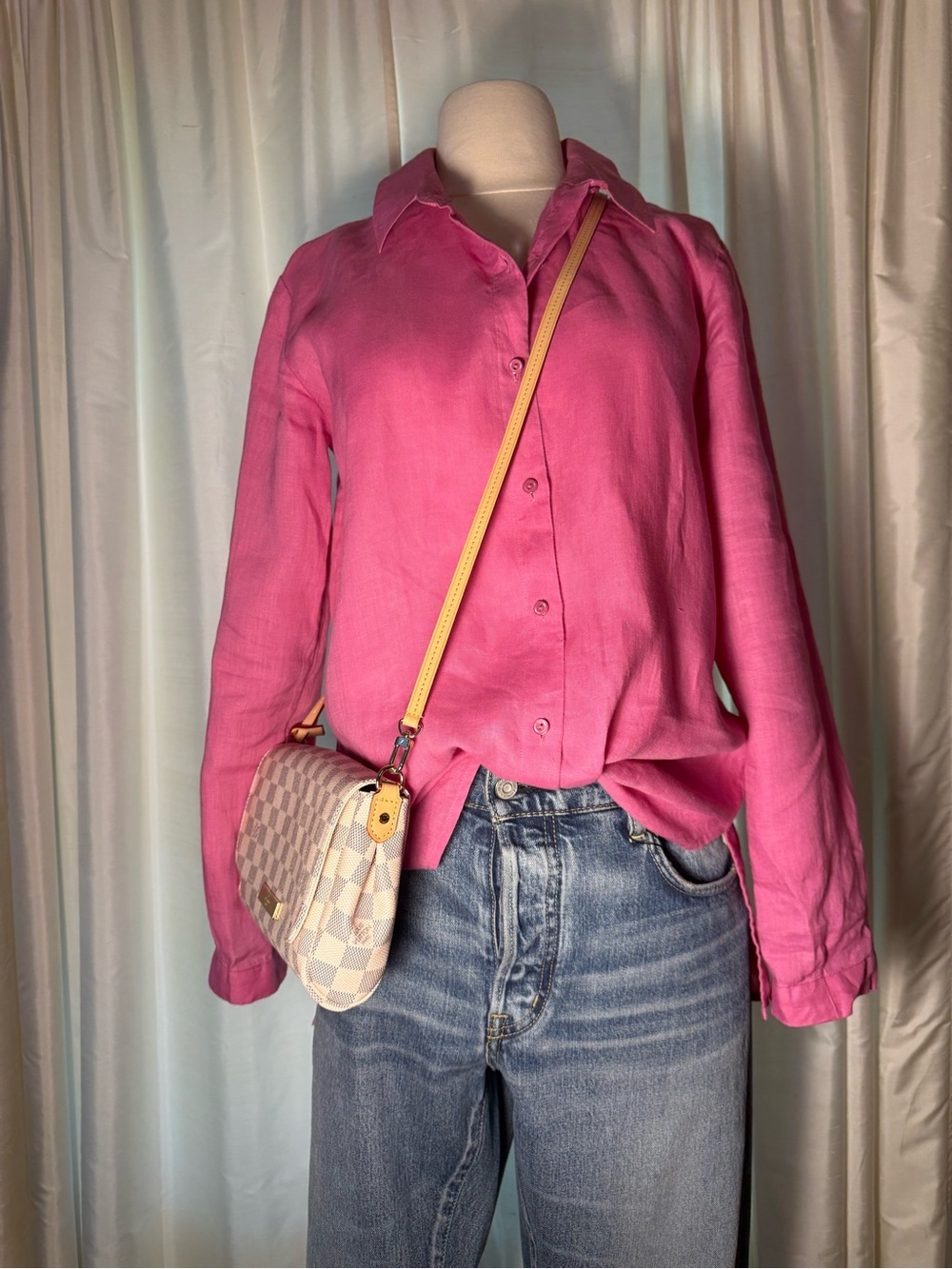 Eileen Fisher Pink Button-Down Linen Shirt